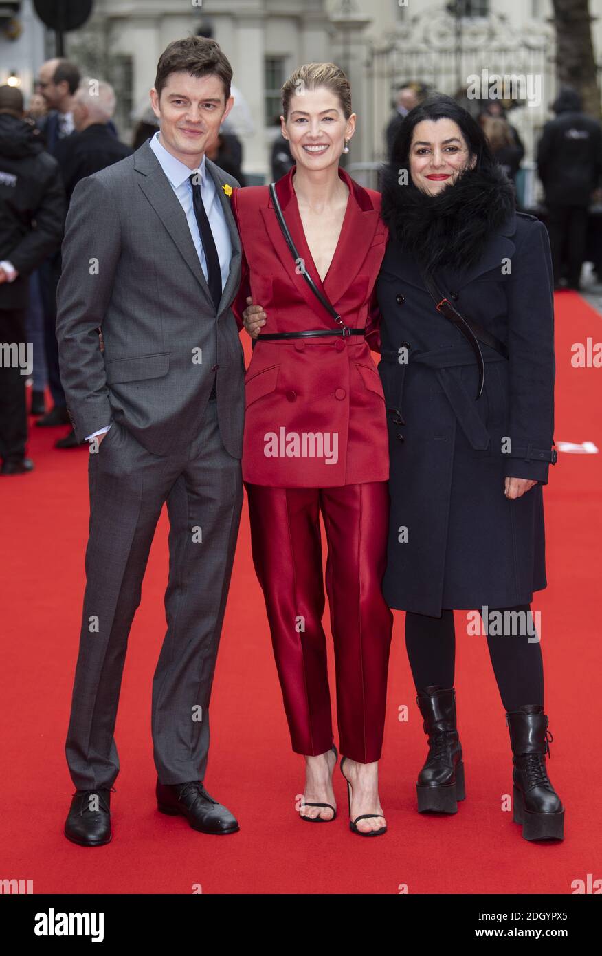 Sam Riley, Rosamund Pike et Marjane Satrapi participant à la première de RADIOACTIF au Royaume-Uni à Curzon Mayfair, Londres. Crédit photo devrait se lire: Doug Peters/EMPICS Banque D'Images