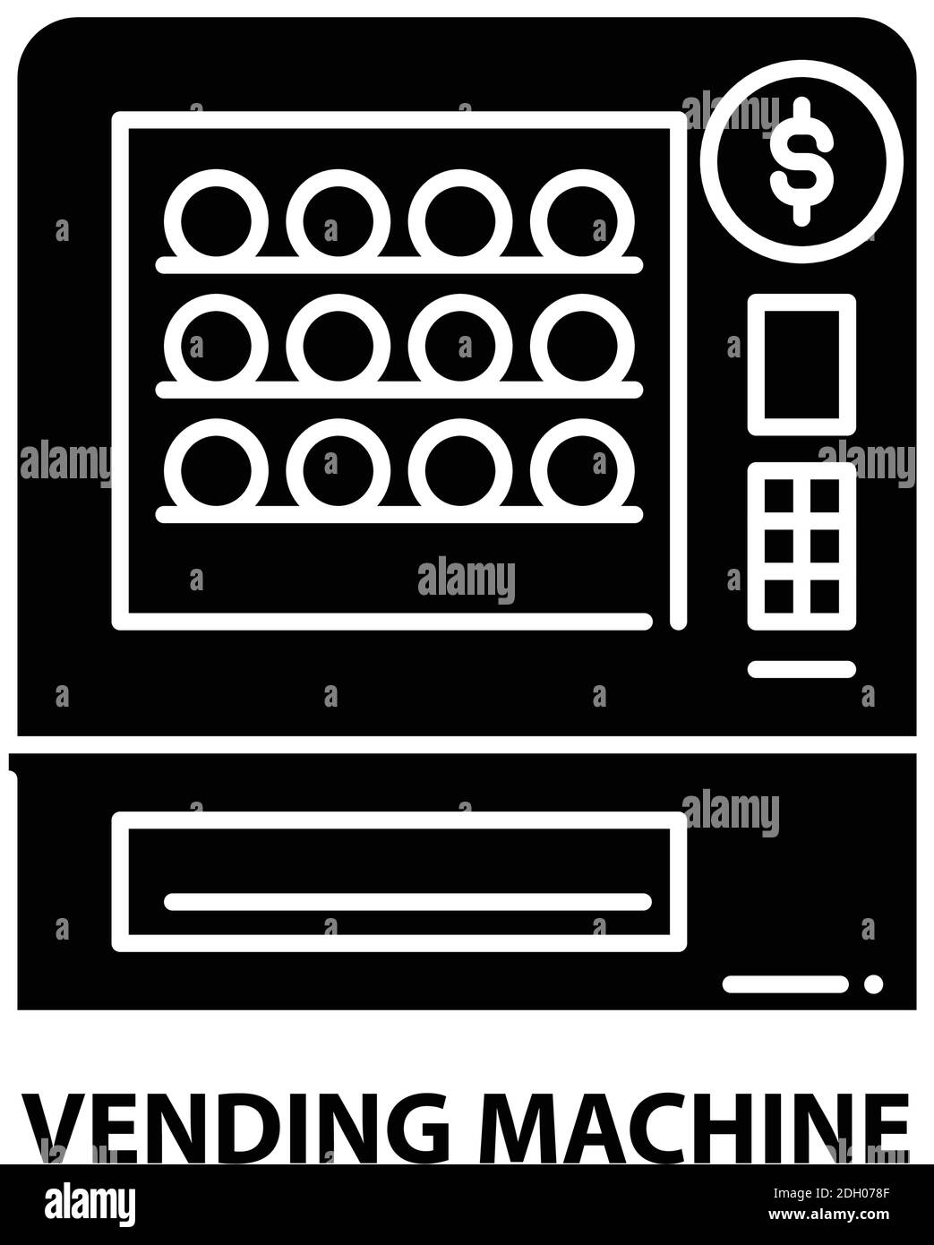 icône de distributeur automatique, signe vectoriel noir avec traits modifiables, illustration du concept Illustration de Vecteur