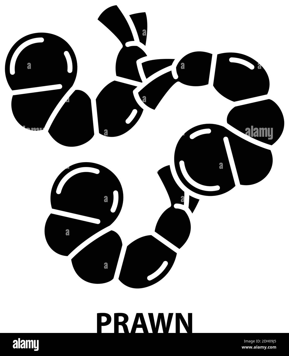 icône de crevette, signe vectoriel noir avec traits modifiables, illustration de concept Illustration de Vecteur