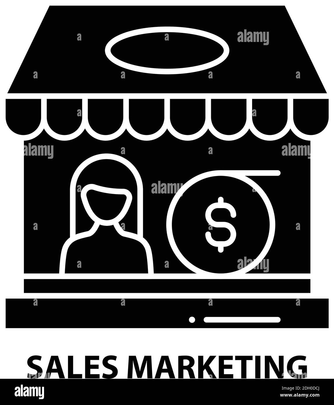 icône de marketing de vente, panneau vectoriel noir avec traits modifiables, illustration de concept Illustration de Vecteur