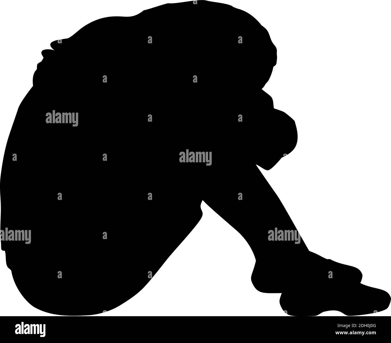 Silhouette de la femme assise près des genoux. Icône de symbole d'illustration Illustration de Vecteur