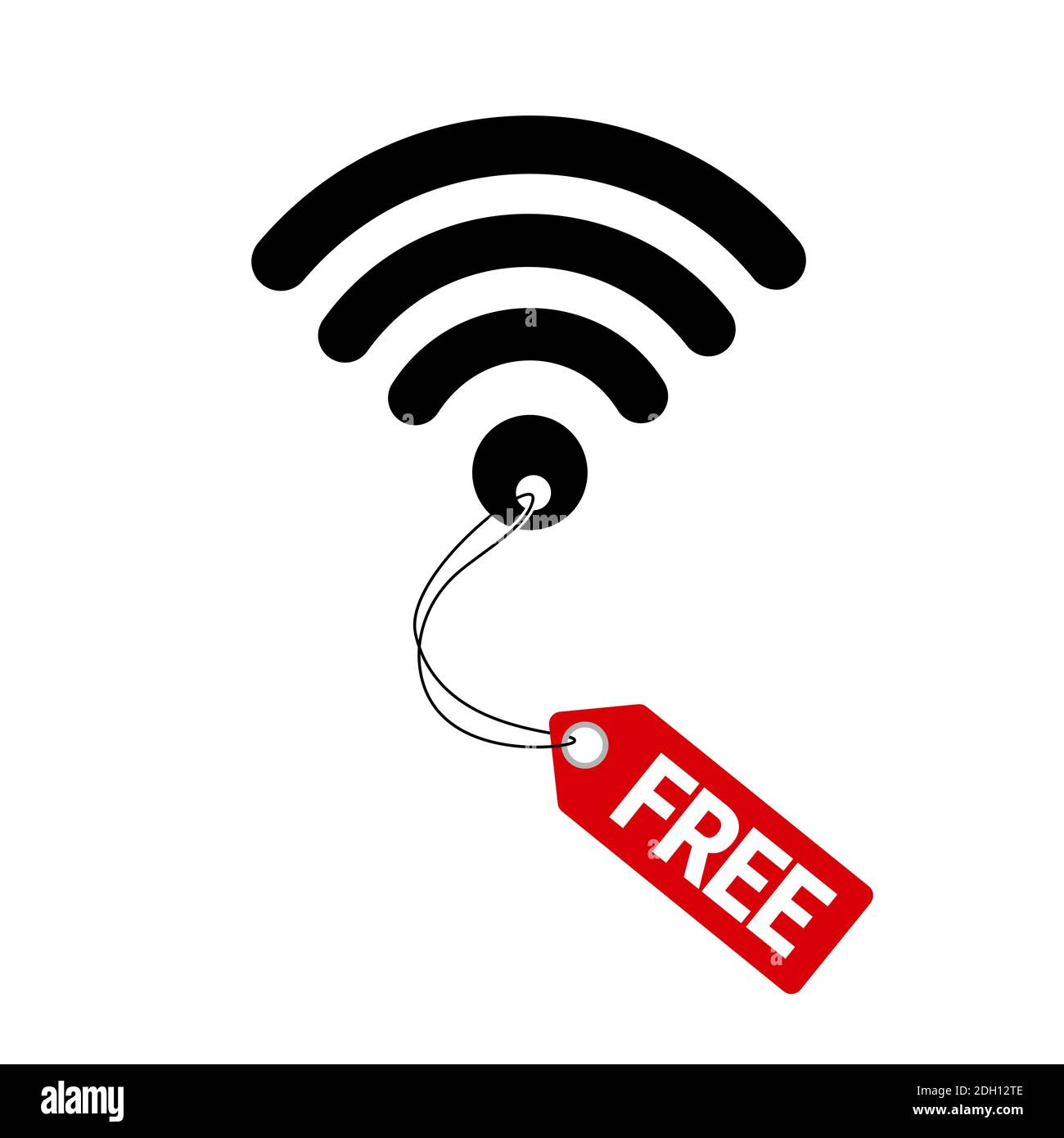 Wi-Fi public gratuit, signal Wi-Fi, symbole et icône. Une connexion Internet est fournie gratuitement. Illustration vectorielle Banque D'Images