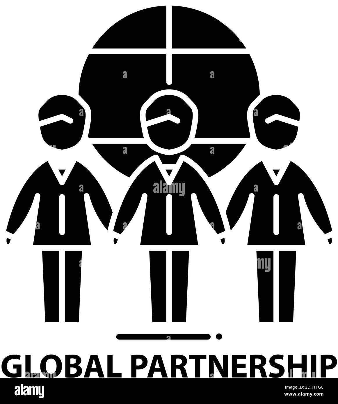 icône de partenariat global, signe vectoriel noir avec traits modifiables, illustration de concept Illustration de Vecteur