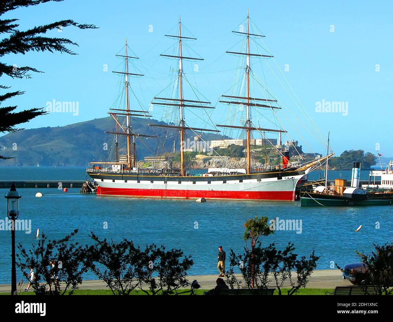 Grand navire Balclutha à son amarrage à San Francisco. Banque D'Images