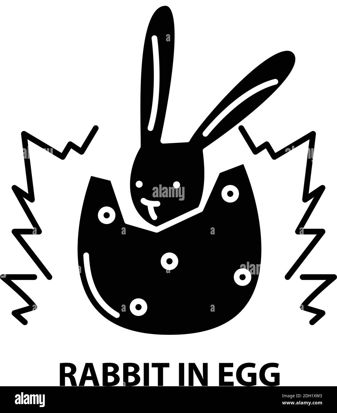 icône lapin en œuf, signe vectoriel noir avec traits modifiables, illustration de concept Illustration de Vecteur
