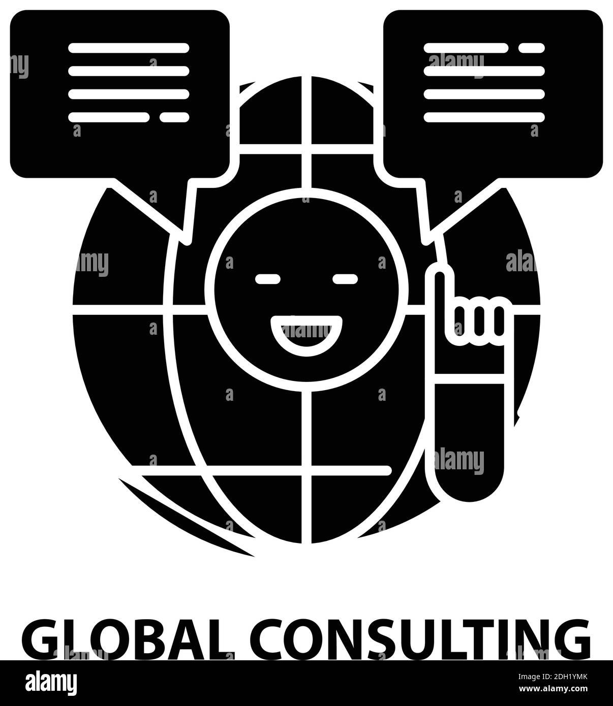 icône de conseil global, signe vectoriel noir avec traits modifiables, illustration de concept Illustration de Vecteur