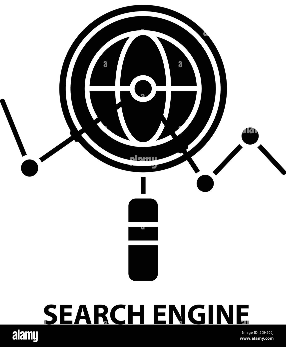 icône d'optimisation du moteur de recherche, signe vectoriel noir avec traits modifiables, illustration du concept Illustration de Vecteur