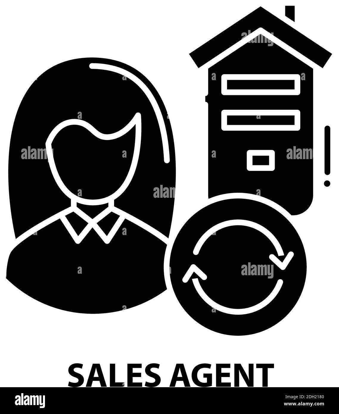 icône de l'agent de vente, signe vectoriel noir avec traits modifiables, illustration du concept Illustration de Vecteur