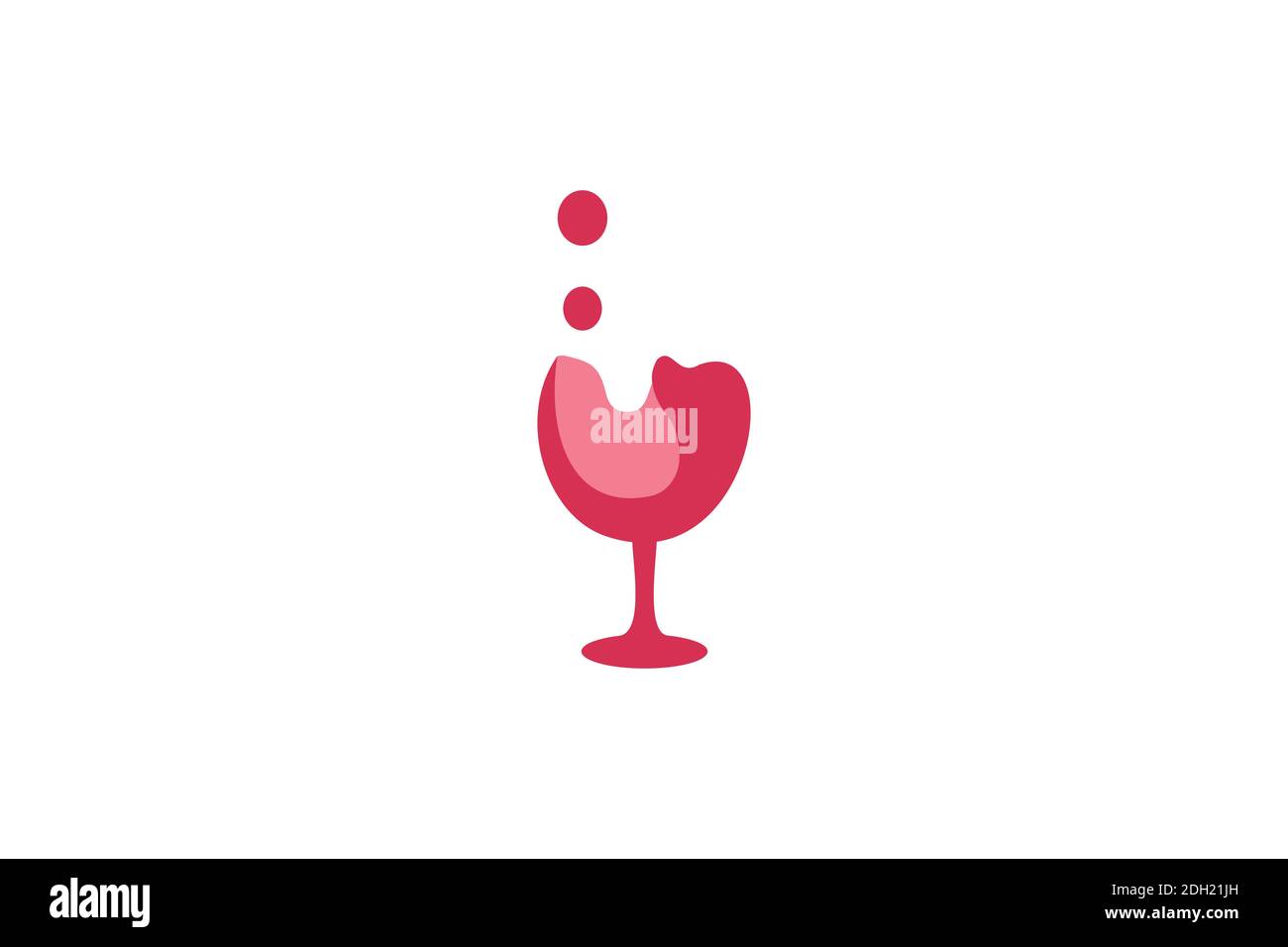 Modèle vectoriel avec logo Splash en verre à vin. Logo de la boisson alcoolisée liquide icône concept Illustration de Vecteur