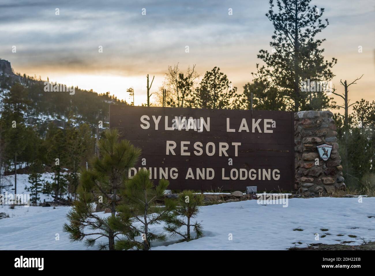 Une route d'entrée allant au parc national de Custer, Dakota du Sud Banque D'Images