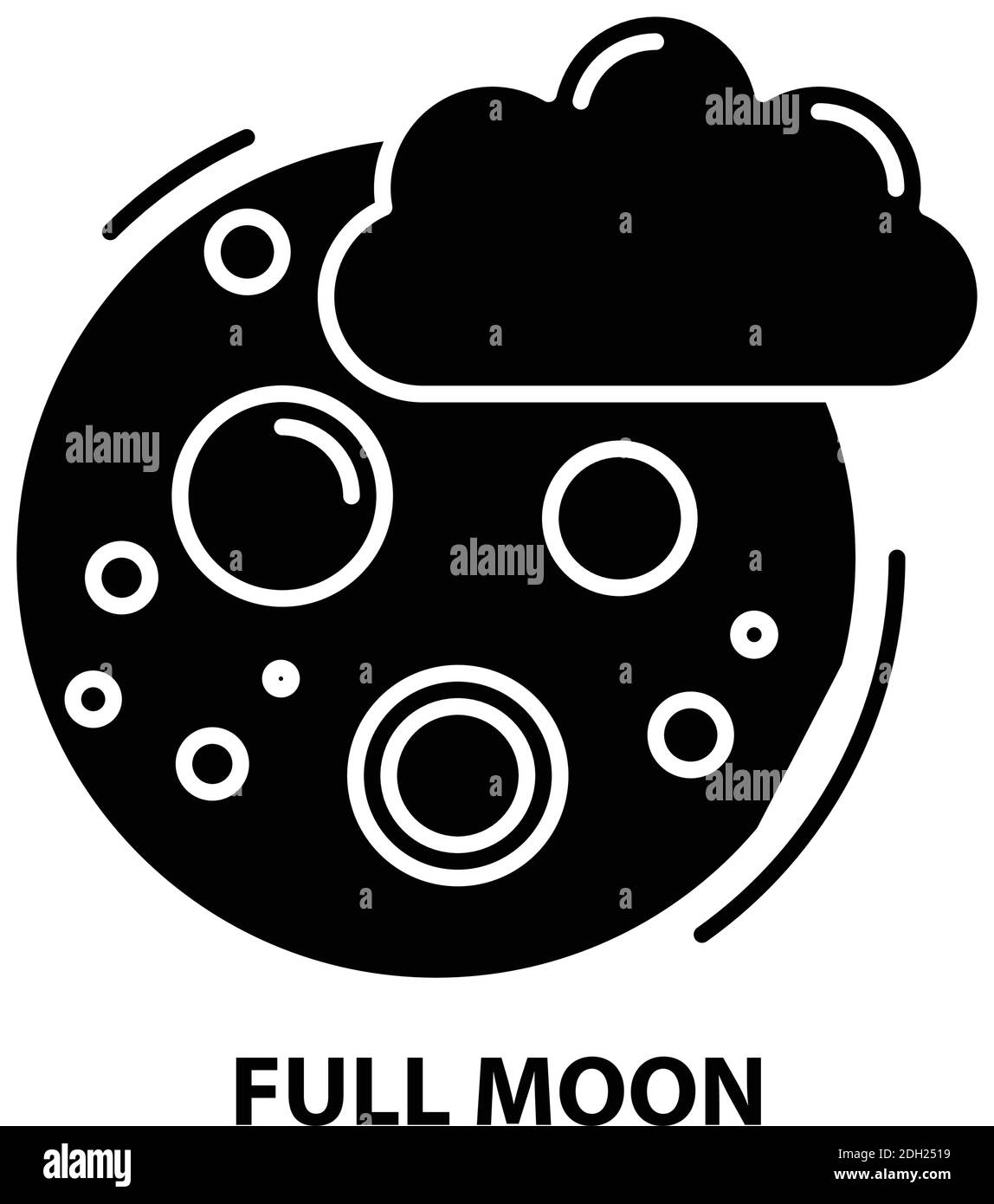 icône pleine lune, signe vectoriel noir avec traits modifiables, illustration de concept Illustration de Vecteur