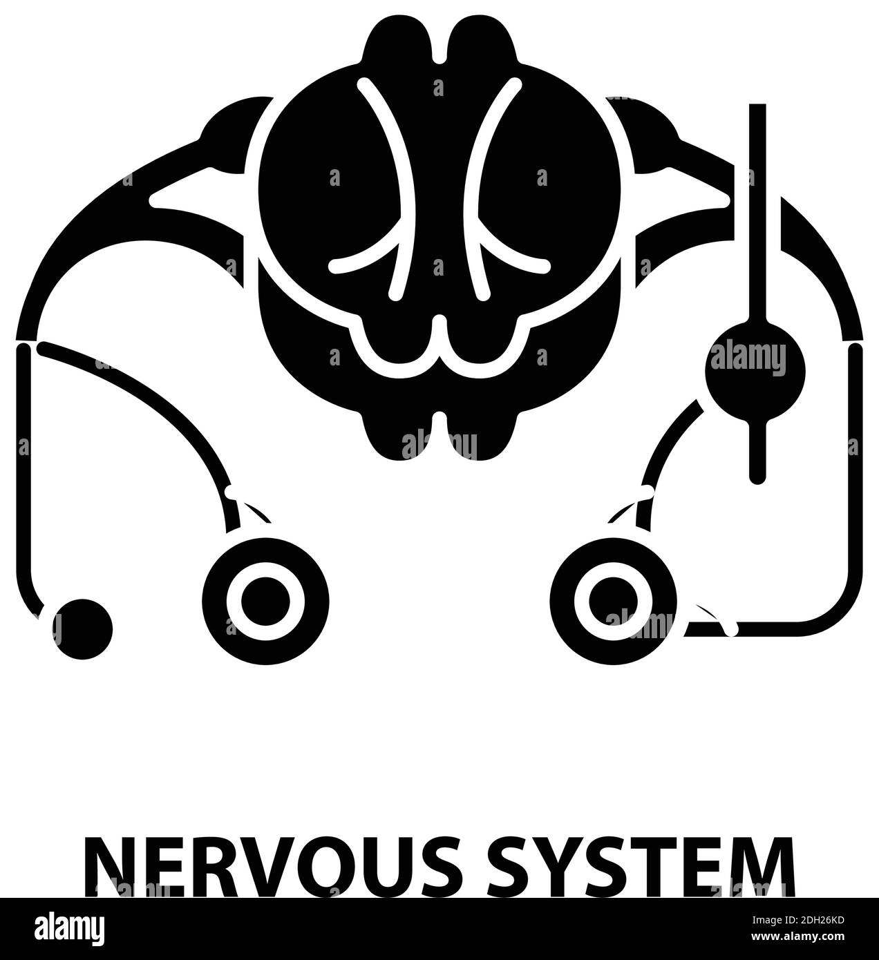 icône du système nerveux, signe vectoriel noir avec traits modifiables, illustration du concept Illustration de Vecteur