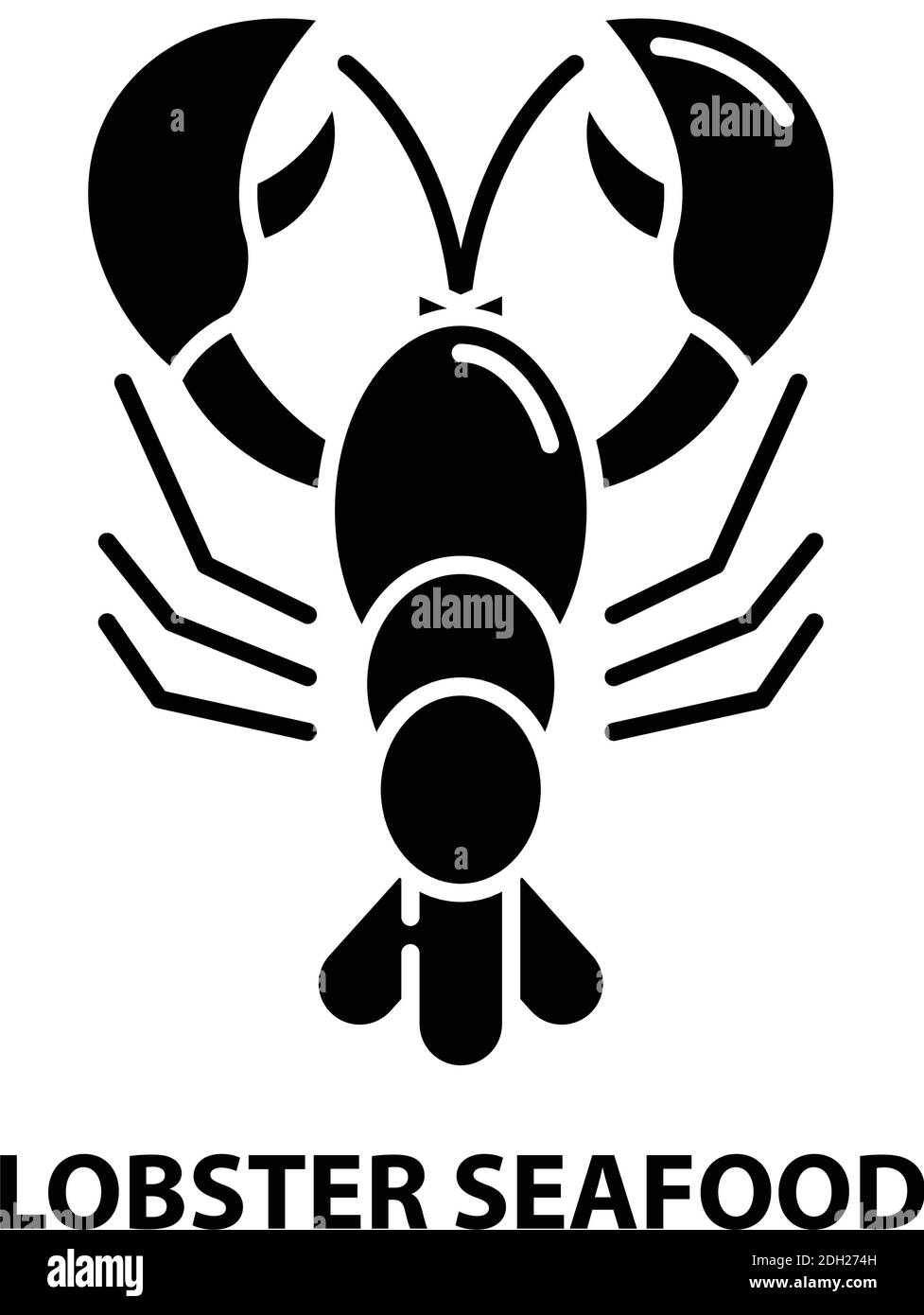 icône de homard et fruits de mer, signe vectoriel noir avec traits modifiables, illustration du concept Illustration de Vecteur