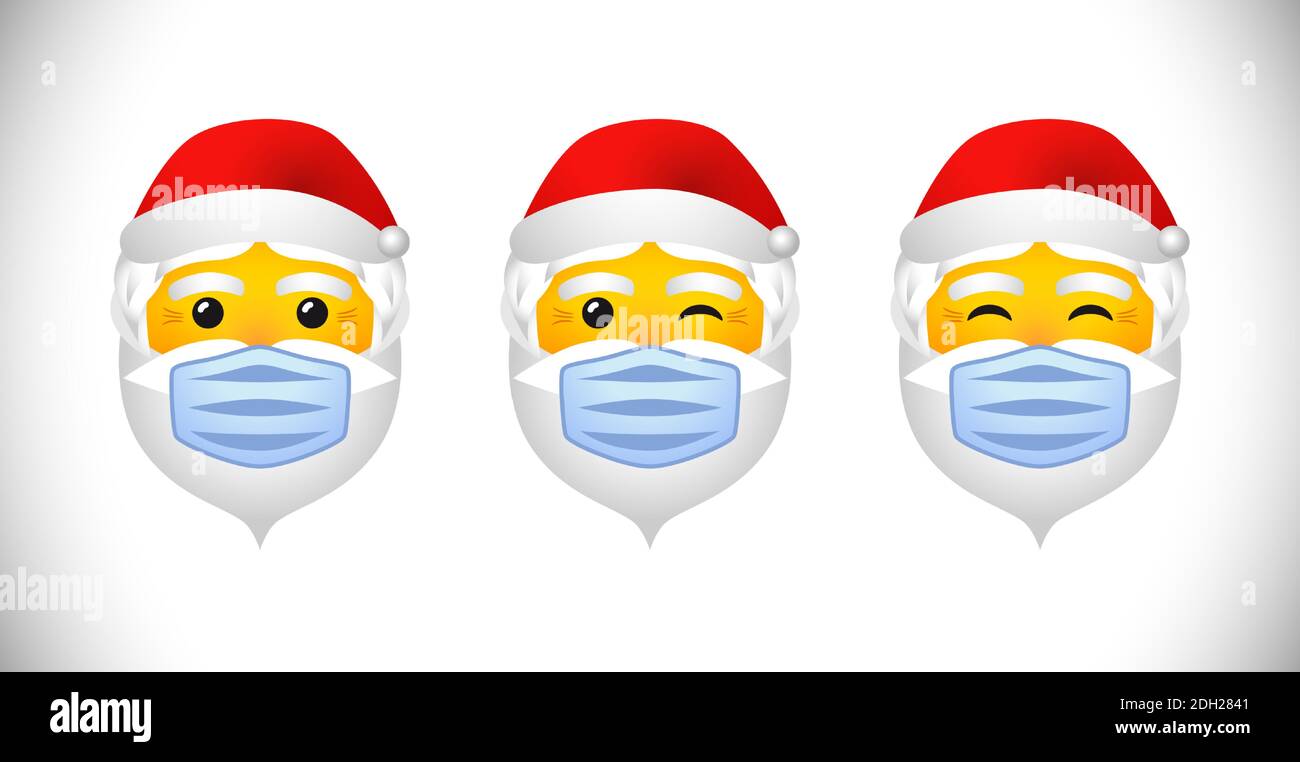 Bannière Noël Père Noël. Hiver fond blanc, visages de caractère lumineux parlant ho-ho-ho. Icône décorative. Modèle de conception graphique abstrait isolé Illustration de Vecteur