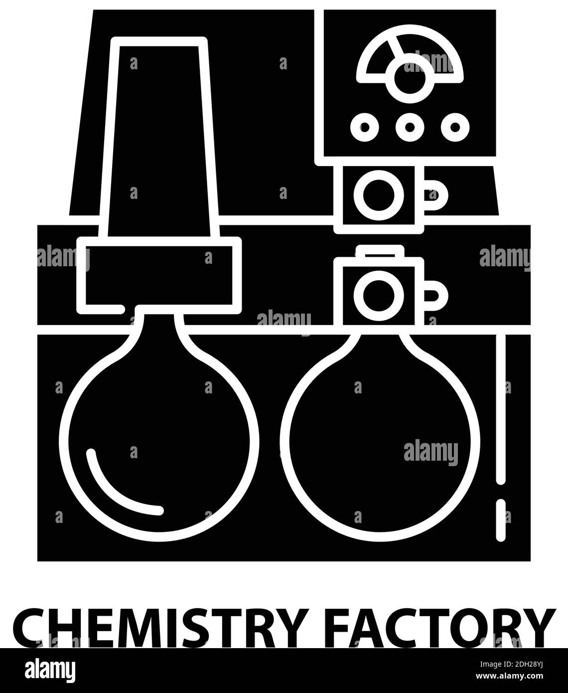 icône de fabrique de produits chimiques, signe vectoriel noir avec traits modifiables, illustration du concept Illustration de Vecteur