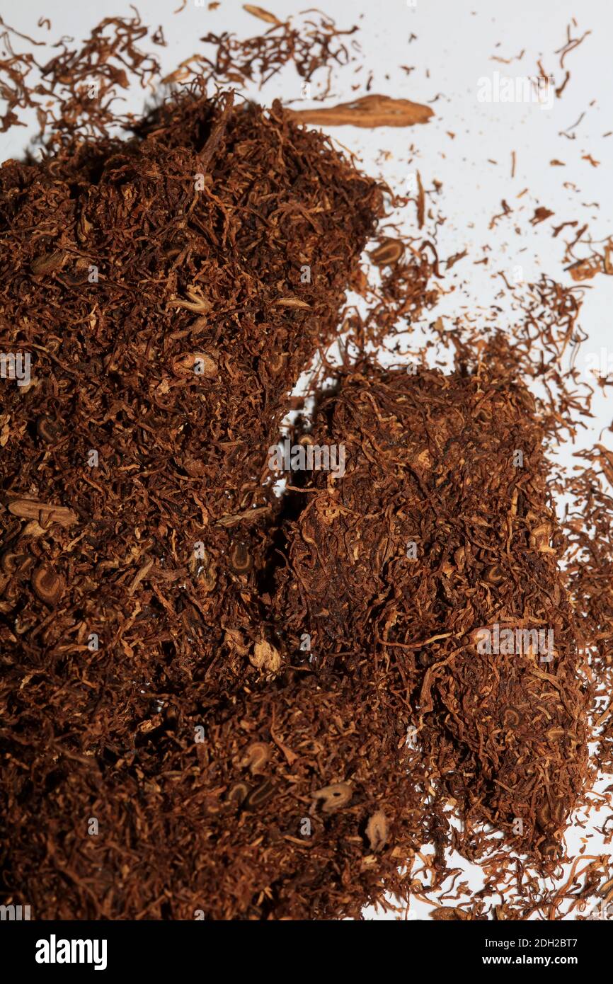 Tabac à rouler feuilles sèches macro fond de photographie de haute qualité imprimer Banque D'Images