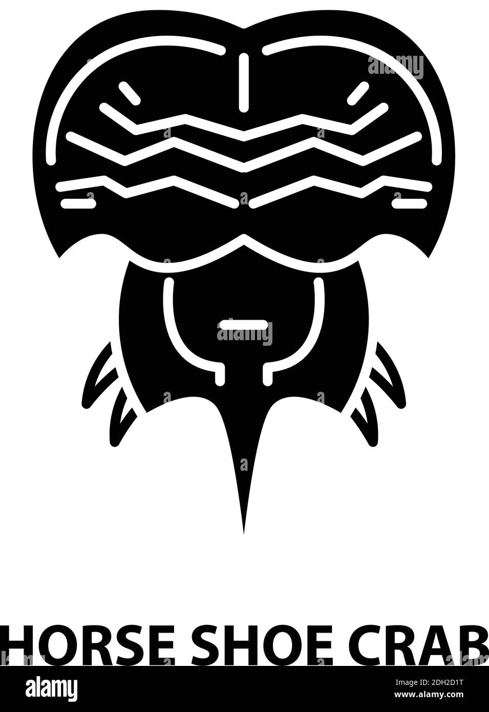 icône de crabe de cheval, signe vectoriel noir avec traits modifiables, illustration du concept Illustration de Vecteur