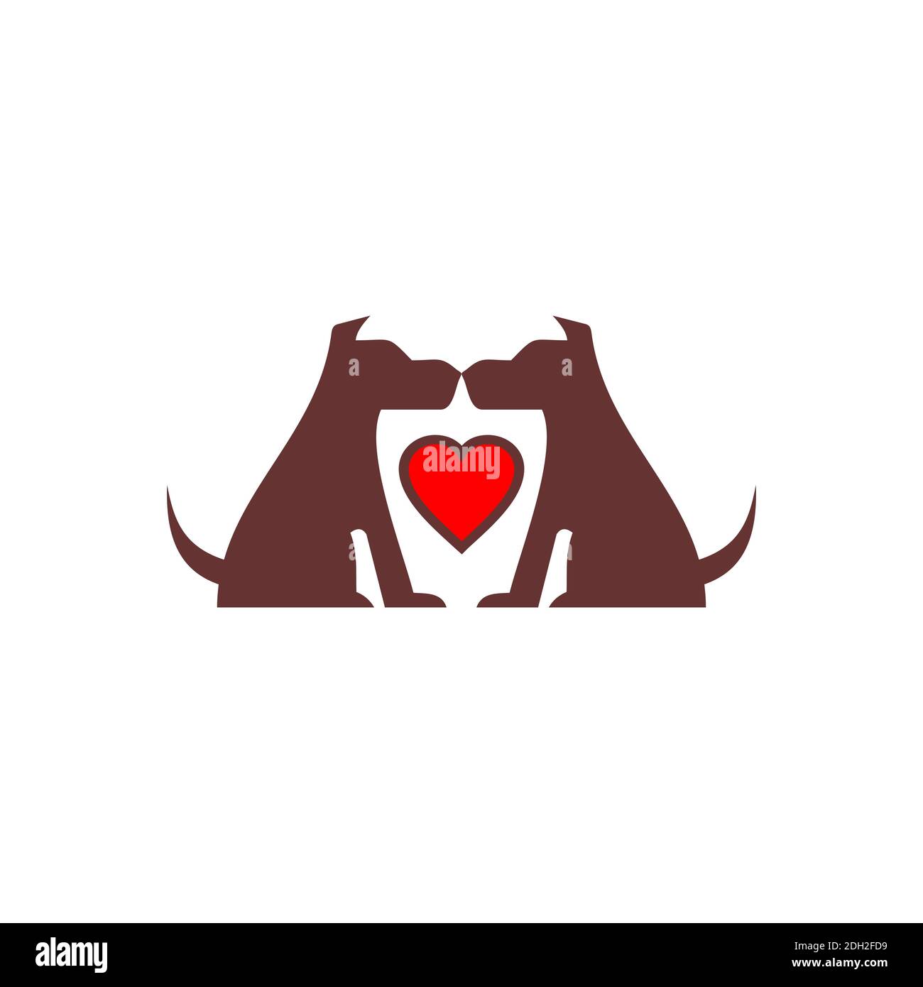 abstrait deux chien amour logo icône vecteur concept conception Illustration de Vecteur