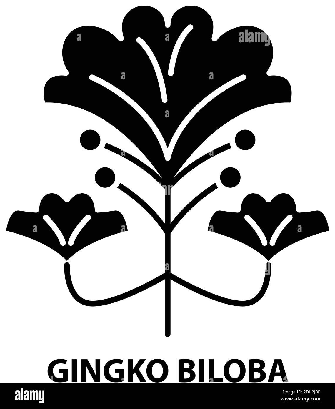 gingko biloba icône, vecteur noir avec traits modifiables, illustration de concept Illustration de Vecteur