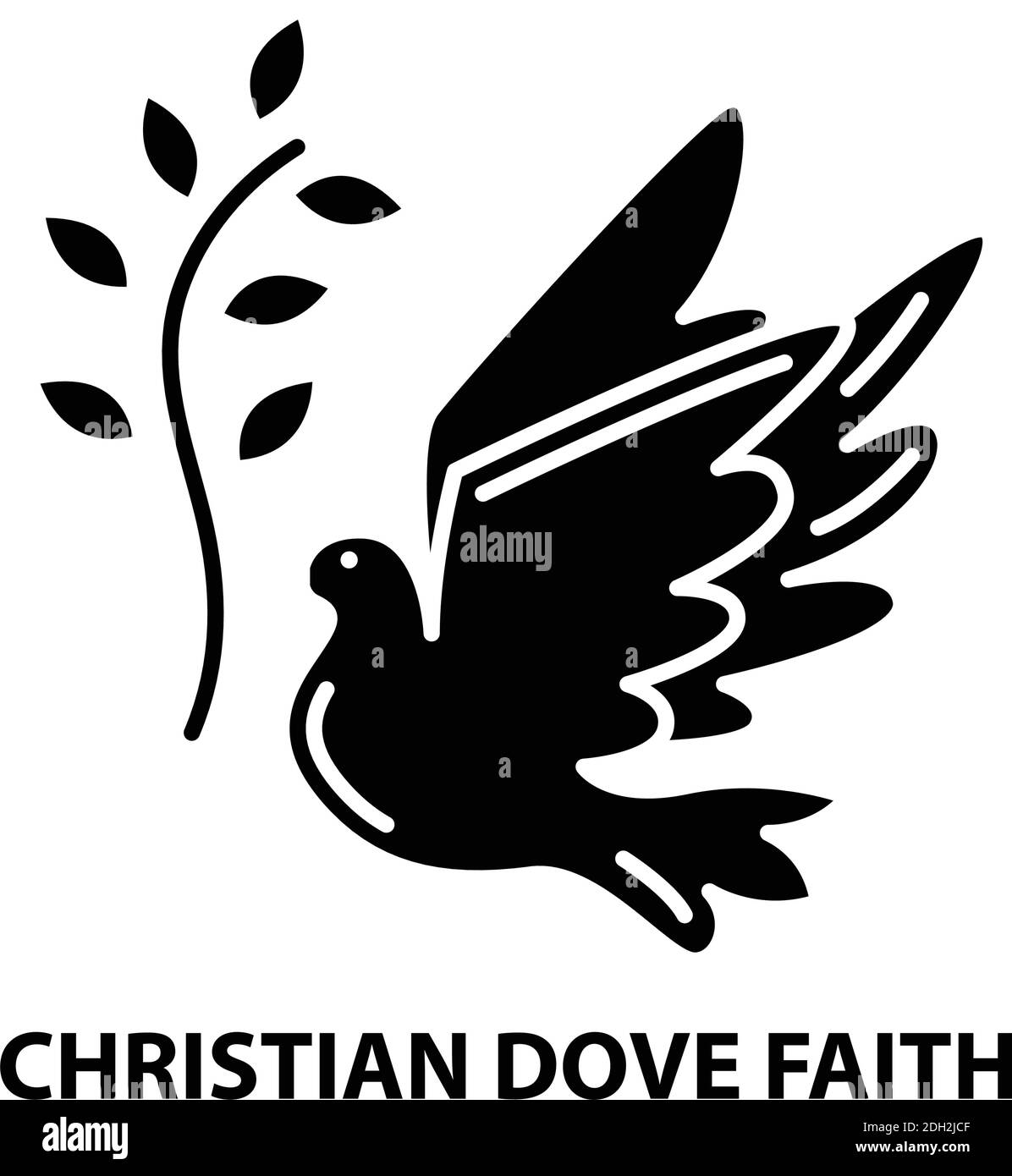 icône de foi chrétienne colombe, signe vectoriel noir avec traits modifiables, illustration de concept Illustration de Vecteur