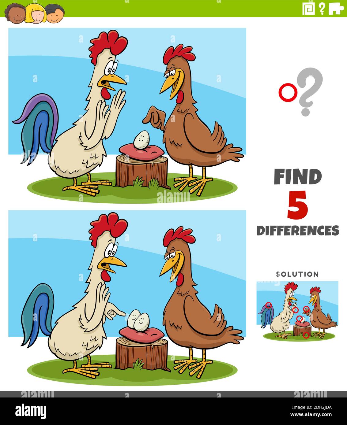 Illustration de dessin animé de trouver les différences entre les images jeu éducatif pour les