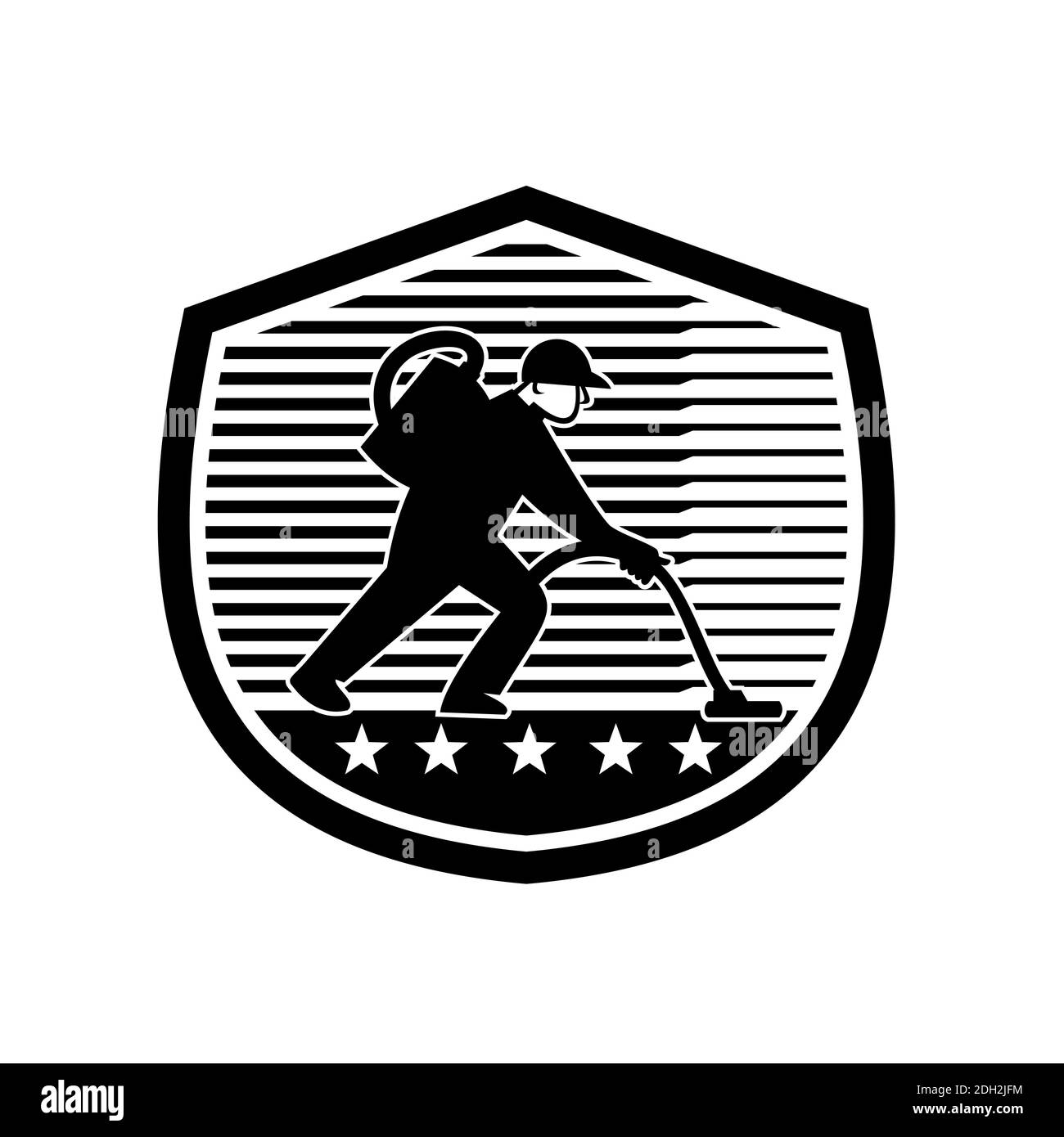 Aspirateur Janitor pour aspirateur avec écran de nettoyage rétro noir Et blanc Banque D'Images