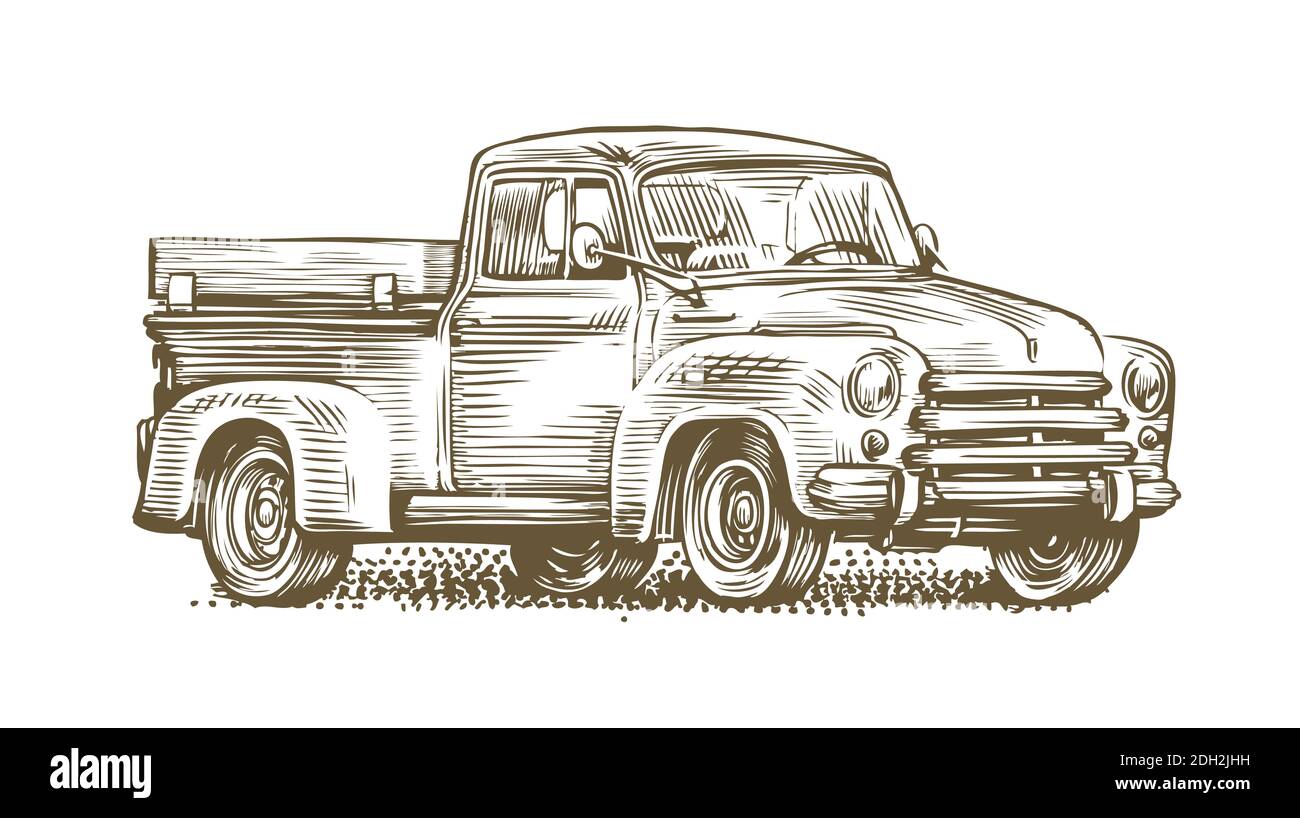 Esquisse de tombereau de ferme. Agriculture, rétro voiture vecteur vintage illustration Illustration de Vecteur