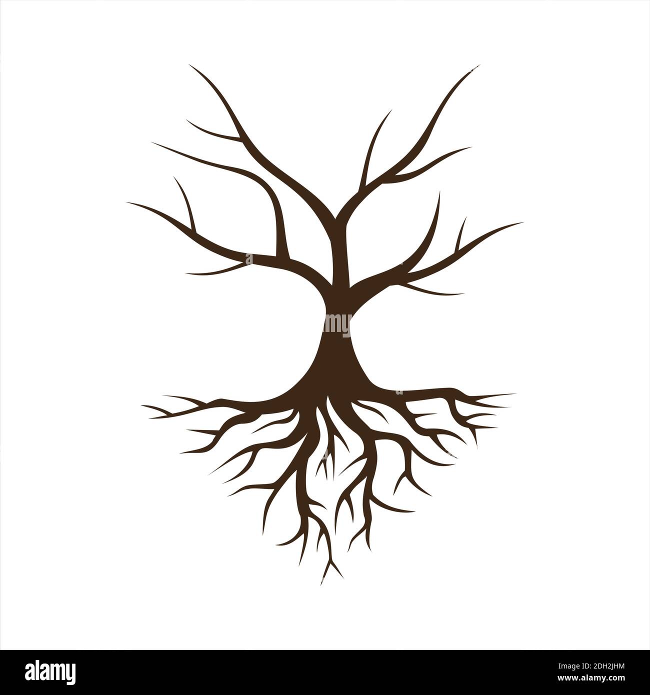 arbre sec avec logo de la racine motif vectoriel plat Illustration de Vecteur