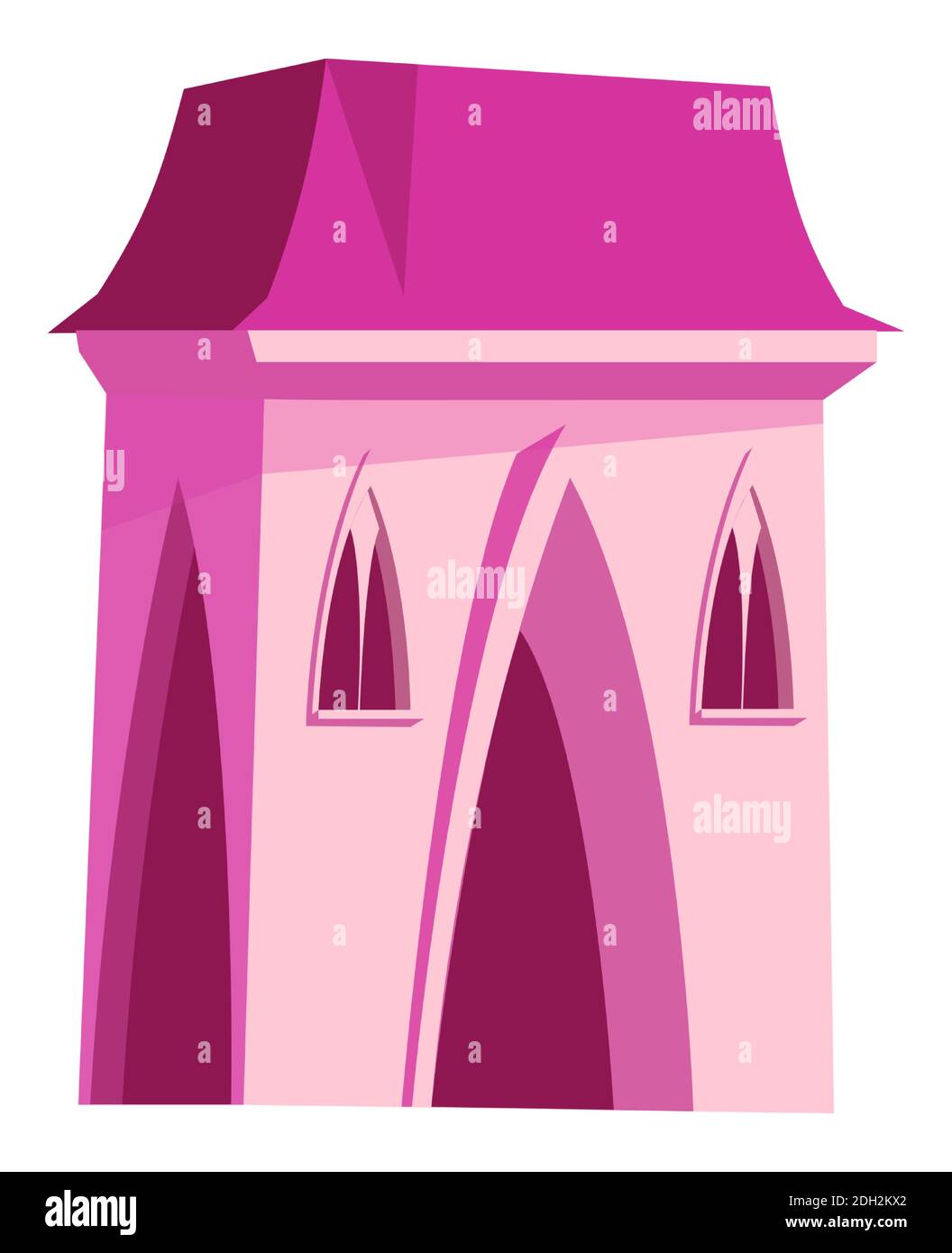 Château rose pour princesse de fées, illustration vectorielle de dessin animé isolée Illustration de Vecteur
