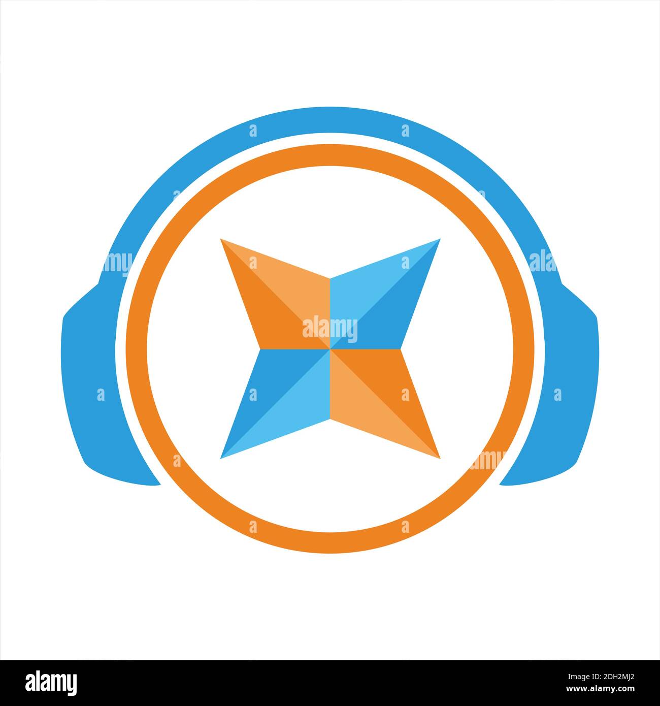 casque star music icon logo vector conception plate Illustration de Vecteur
