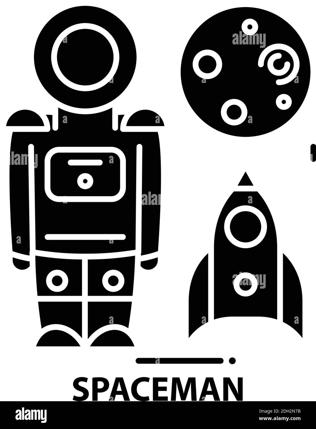 icône spaceman, vecteur noir avec traits modifiables, illustration de concept Illustration de Vecteur