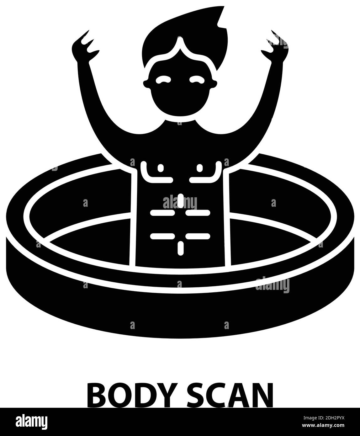 icône de balayage du corps, signe vectoriel noir avec traits modifiables, illustration du concept Illustration de Vecteur