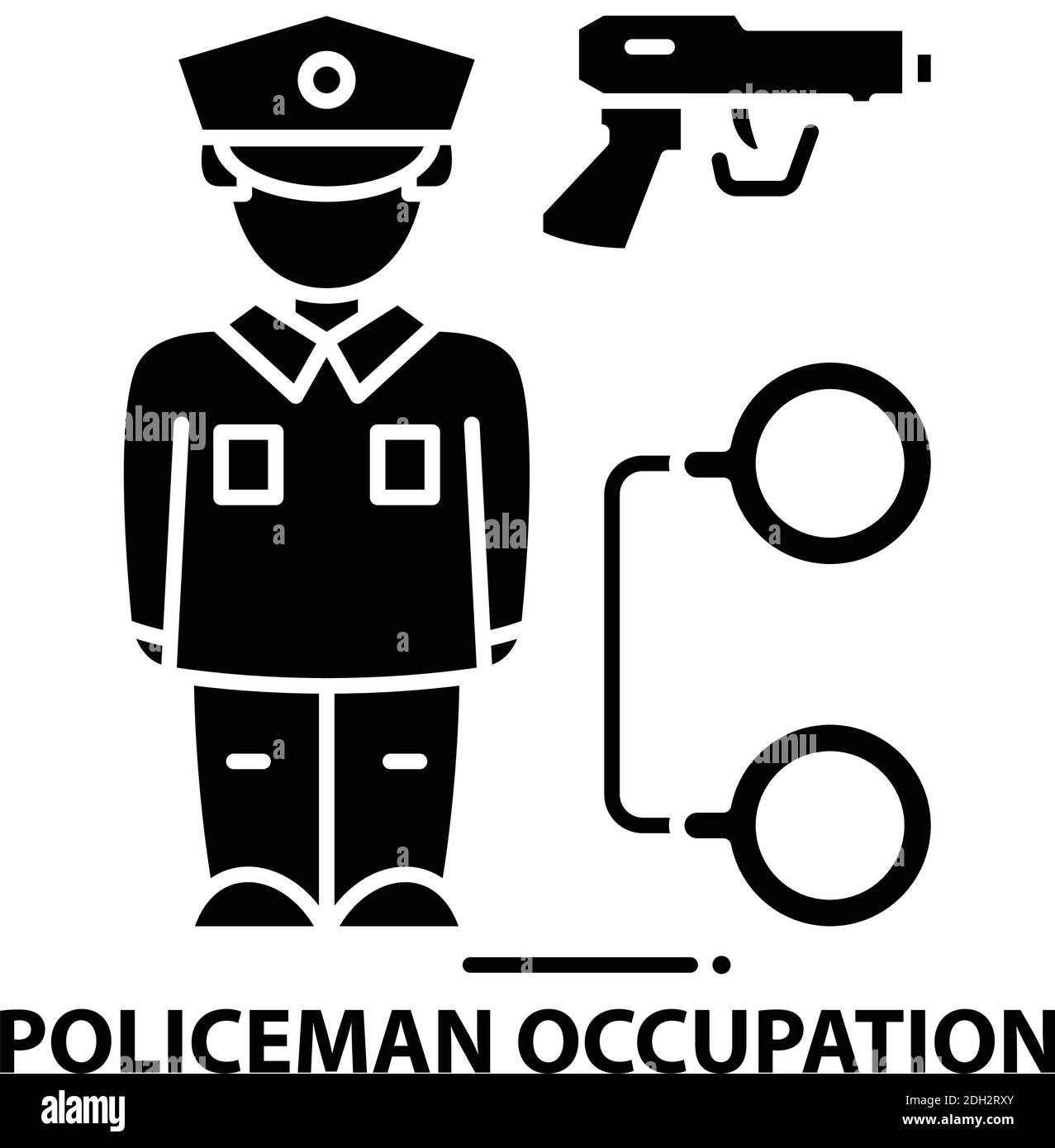icône d'occupation policier, signe vectoriel noir avec traits modifiables, illustration de concept Illustration de Vecteur