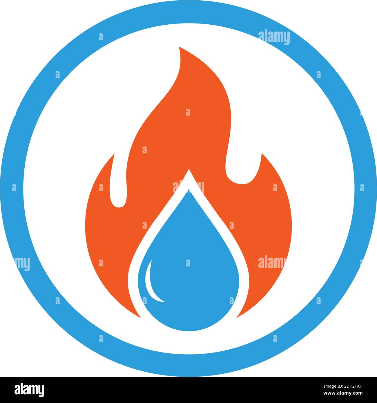 eau et feu énergie plate icône logo plat vecteur concept conception Illustration de Vecteur