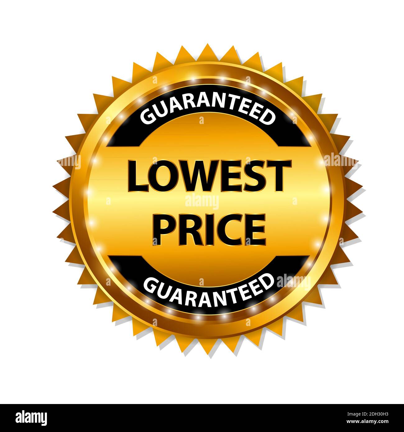 Illustration du modèle d'étiquette Gold de garantie de prix le plus bas  Photo Stock - Alamy