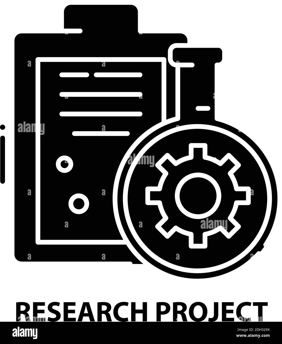 icône de projet de recherche, signe vectoriel noir avec traits modifiables, illustration de concept Illustration de Vecteur