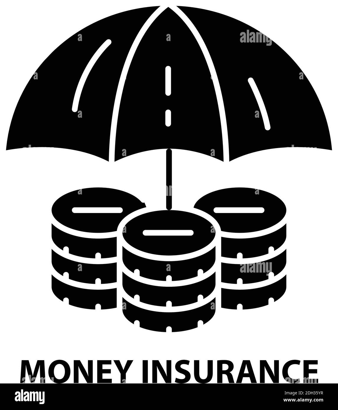 icône assurance argent, signe vectoriel noir avec traits modifiables, illustration de concept Illustration de Vecteur