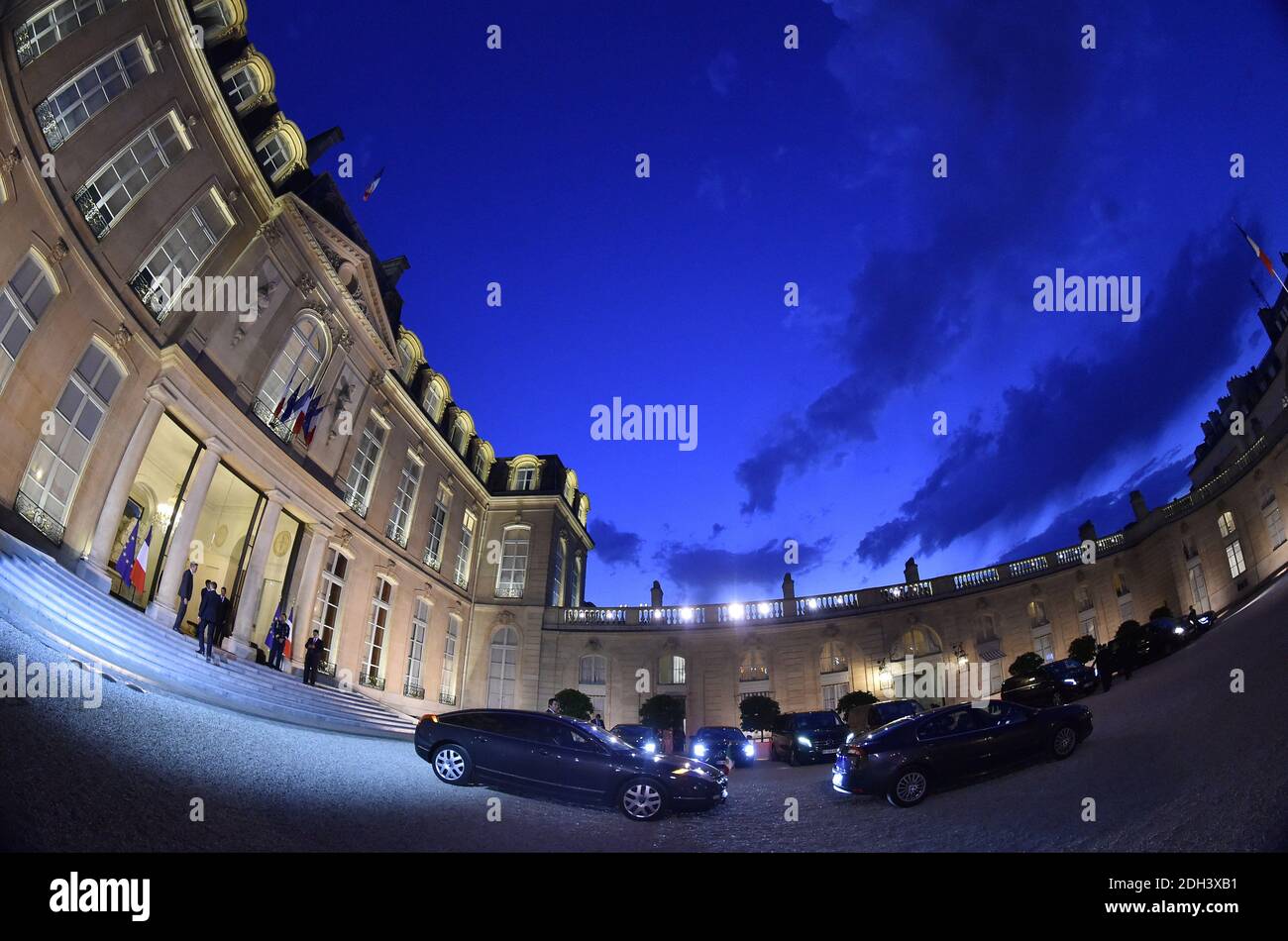Vue extérieure de l'Elysée à Paris, France, le 6 juillet 2017. Photo de Christian Liewig/ABACAPRESS.COM Banque D'Images