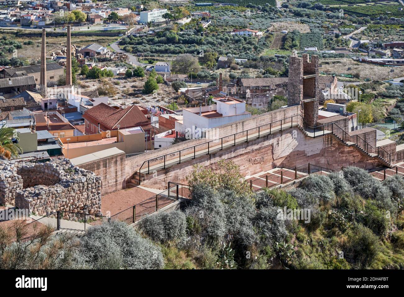 Le mur du château d'Onda fortification a déclaré un site historique-artistique et un atout d'intérêt culturel. Castellon de la Plana, Espagne, Europe Banque D'Images