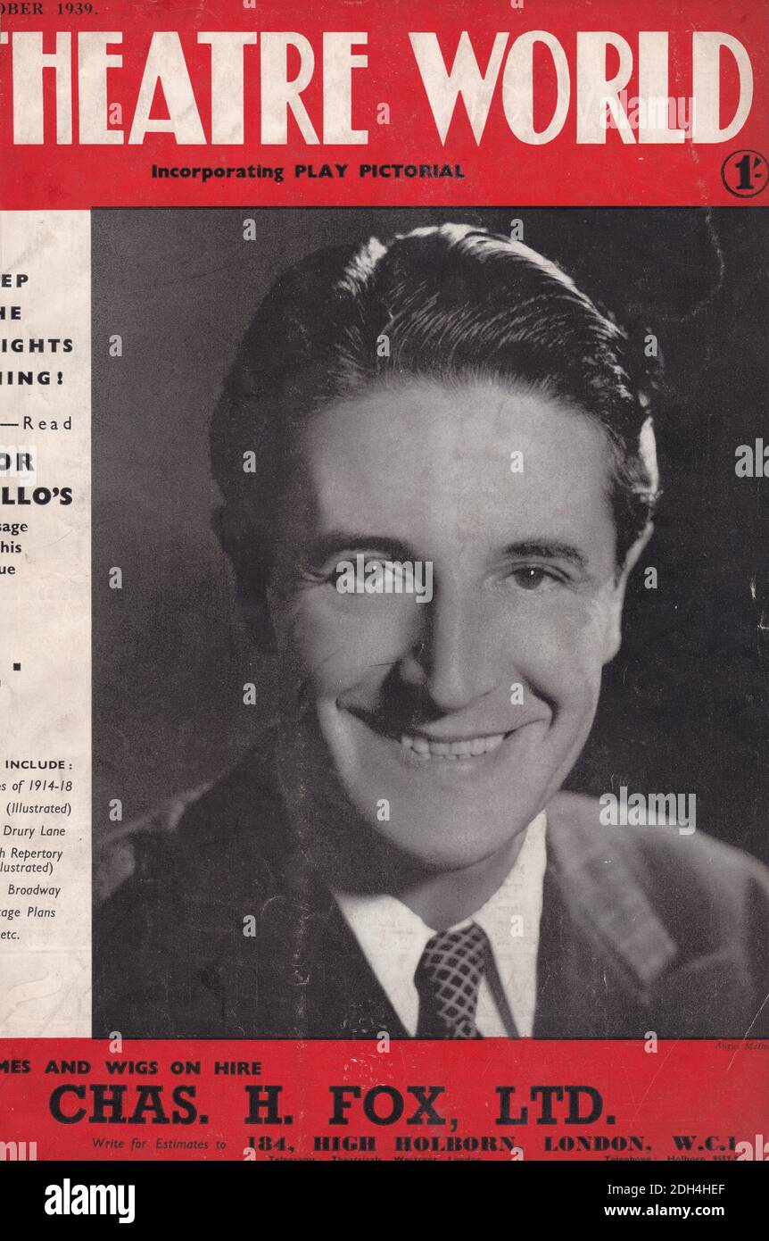 Ivor Novello, compositeur et acteur gallois sur la couverture de Theatre World incorporant Play Pictorial 1939 Banque D'Images