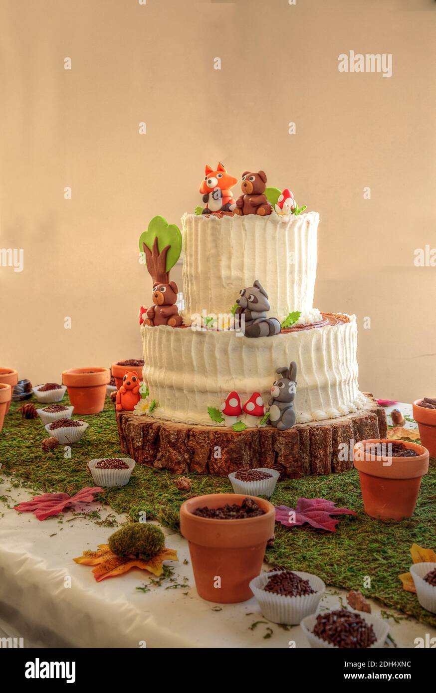 Gateau D Anniversaire Au Chocolat Blanc Ou Gateau De Mariage Avec Animaux De La Foret Sur Une Table Decoree De Bois Photo Stock Alamy Gateau D Anniversaire Au Chocolat Blanc Ou Gateau De Mariage Avec Animaux De La Foret Sur Une Table Decoree De Bois Photo Stock Alamy