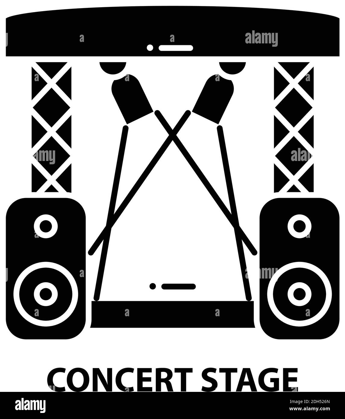 icône de scène de concert, signe vectoriel noir avec traits modifiables, illustration de concept Illustration de Vecteur