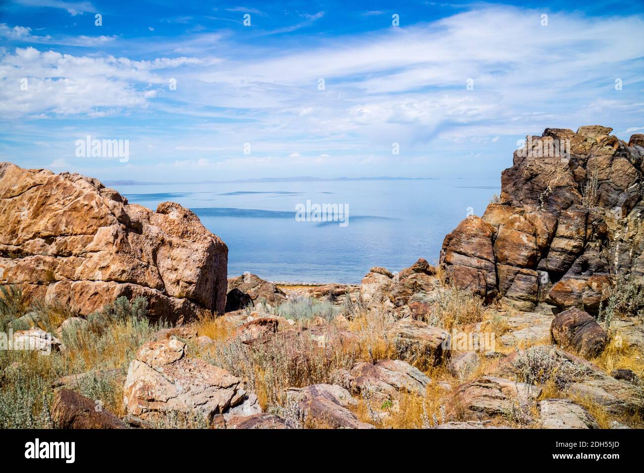 Vue sur la nature dans le parc national d'Antelope Island, Utah Banque D'Images