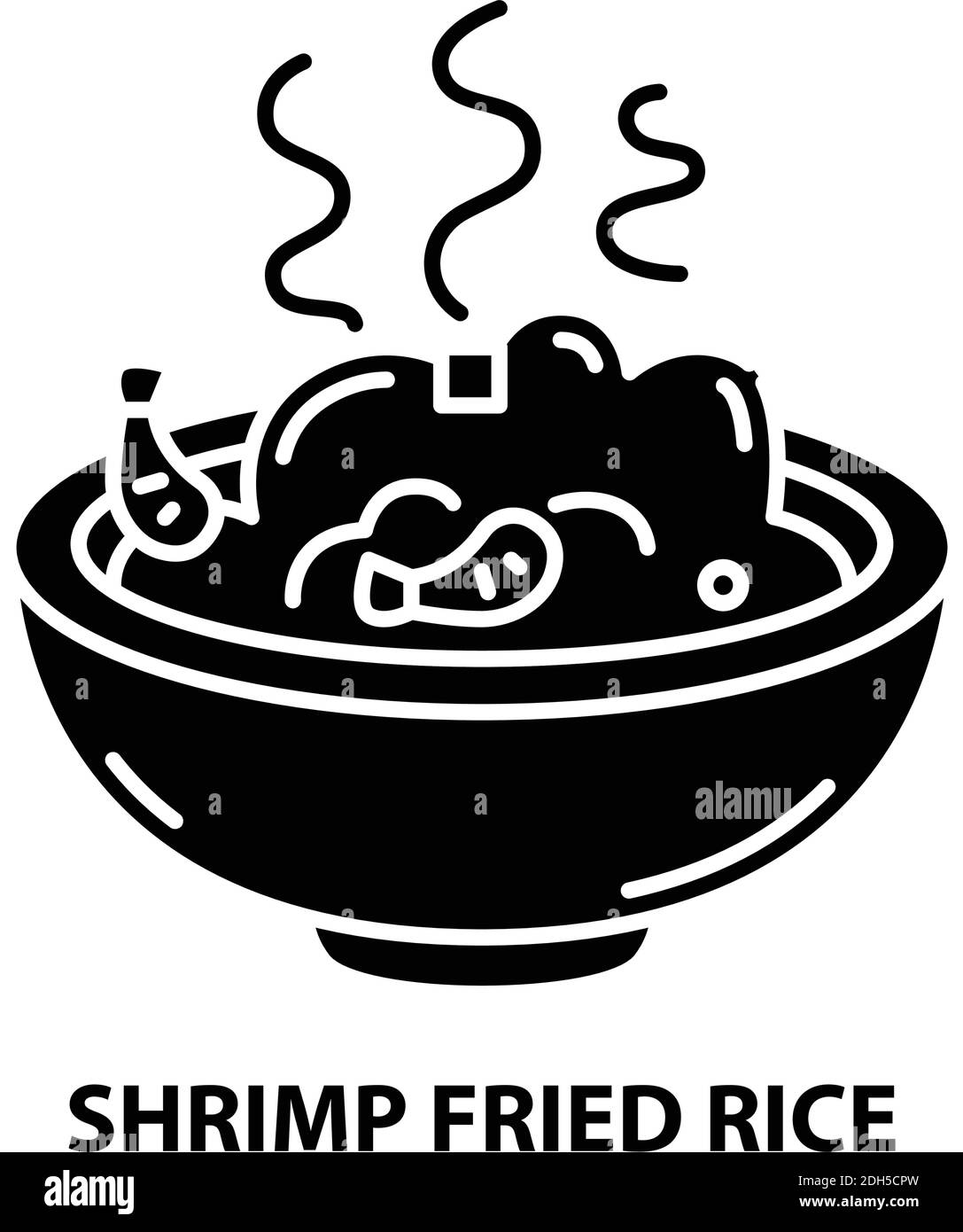 icône de riz frit aux crevettes, signe vectoriel noir avec traits modifiables, illustration du concept Illustration de Vecteur