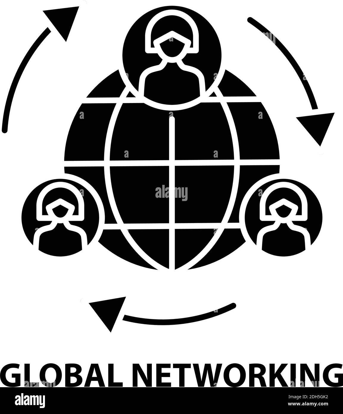 icône de mise en réseau globale, signe vectoriel noir avec traits modifiables, illustration de concept Illustration de Vecteur