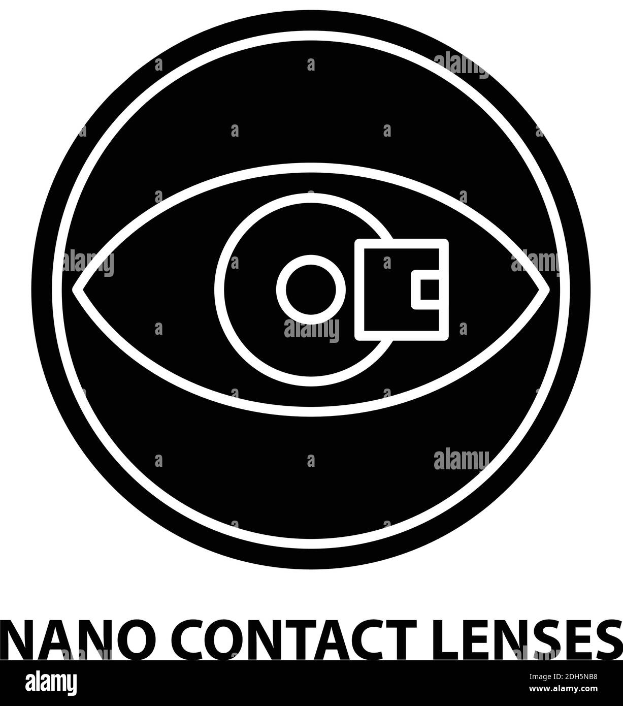 icône nano-lentilles de contact, signe vectoriel noir avec traits modifiables, illustration de concept Illustration de Vecteur