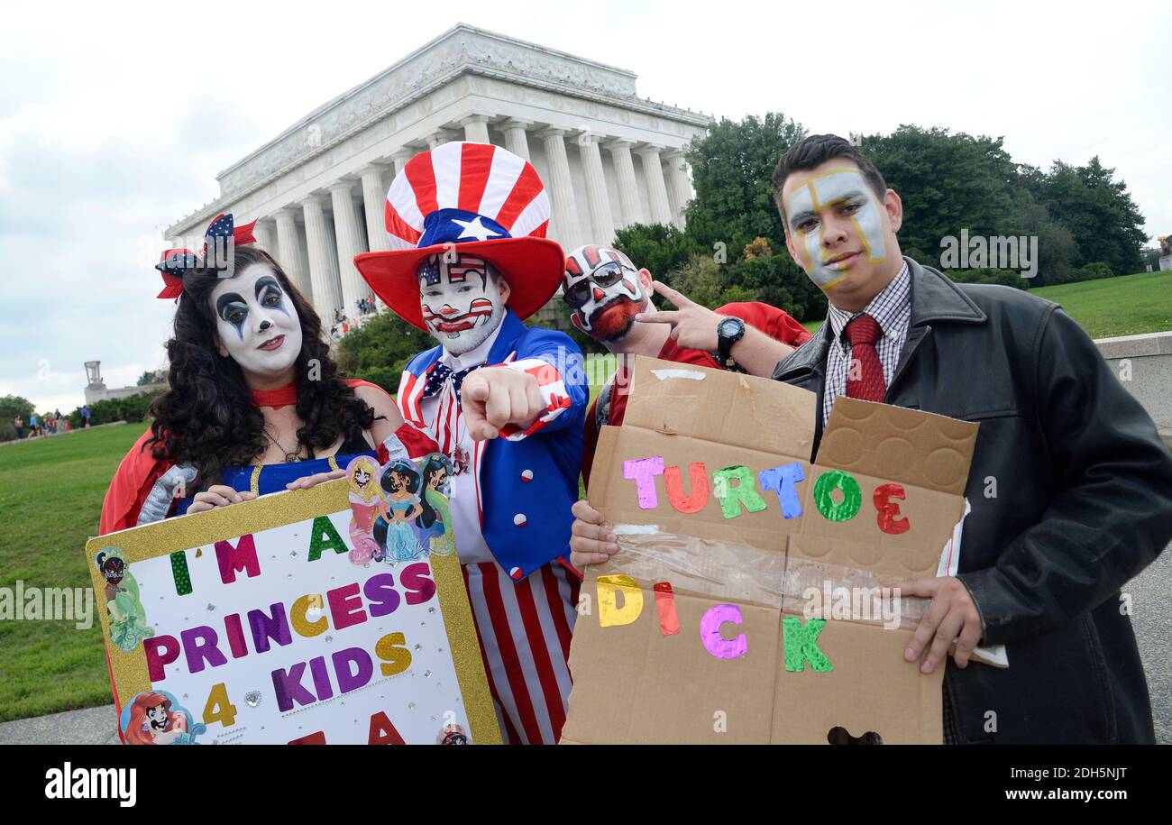 Les Juggalos , fans du groupe de rap-rock l'insane Clown Posse démontrera au National Mall contre le FBI pour les classer comme un gang hybride le 16 septembre 2017 à Washington, DC. Photo par Olivier Douliery/Abaca Banque D'Images