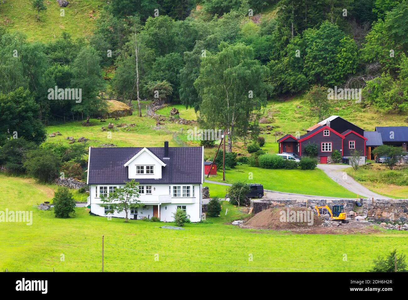 Maisons de village de Norvège près de Flam Banque D'Images