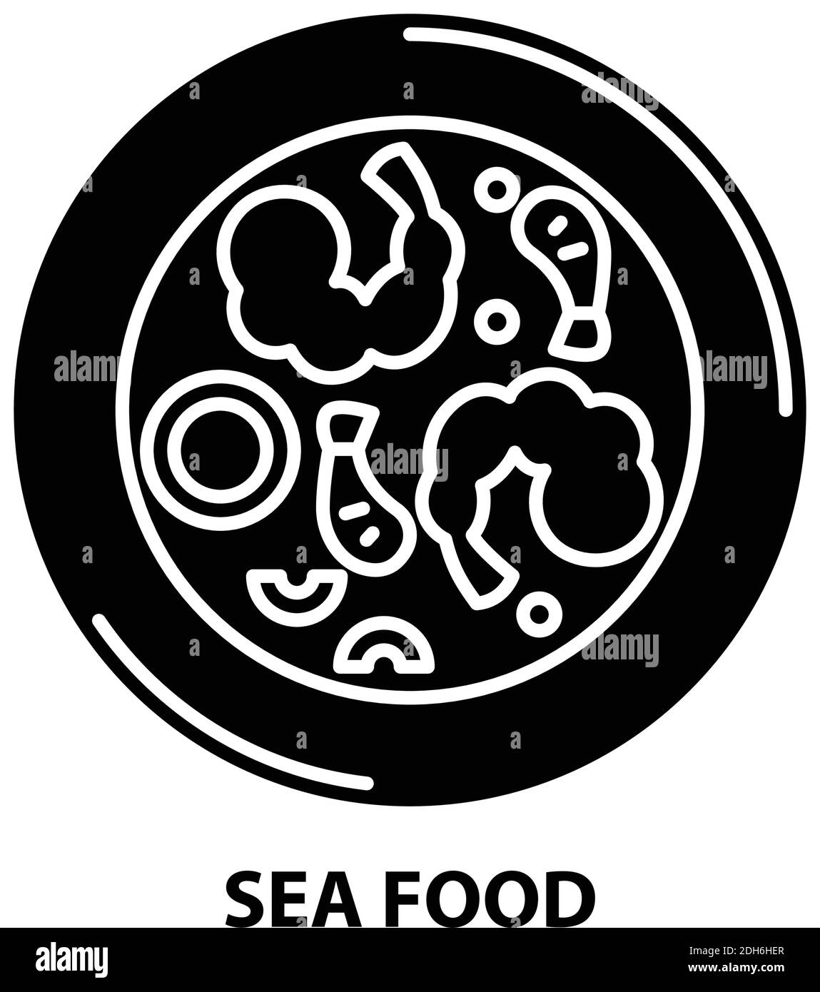 icône de nourriture de mer, signe vectoriel noir avec traits modifiables, illustration de concept Illustration de Vecteur