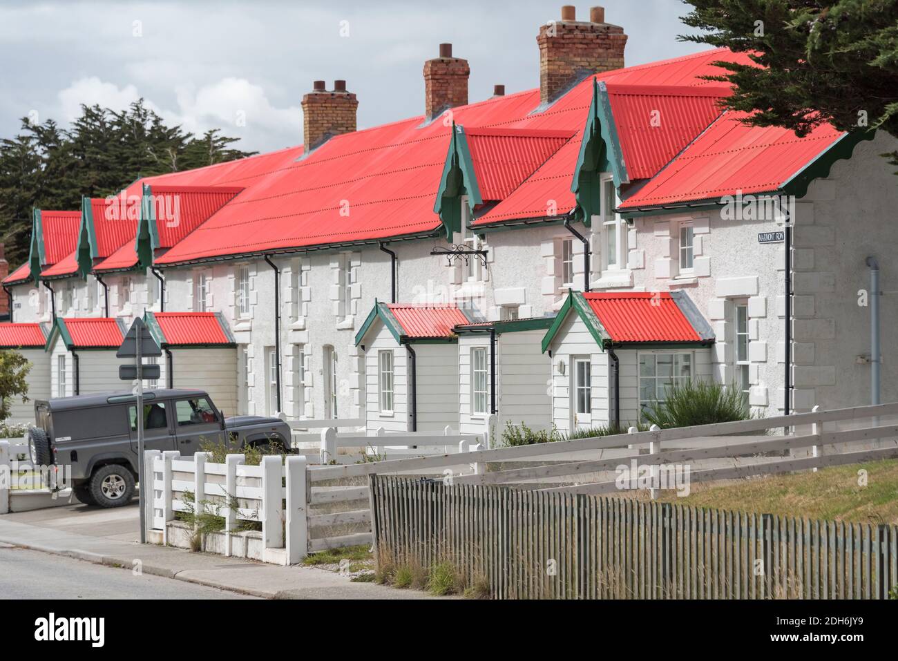 Pioneer Cottages (cottages d'origine des colons), Port Stanley, îles Falkland Banque D'Images